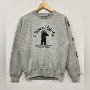 Vintage “I Survived Grizzly’s” Campground Crewneck Sweatshirt, Size M